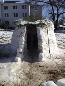 a group of "Erskimos" spent hours building an igloo on The Circle! Over 30 people, including the Due West police, helped out. photo from Jeanne Bell